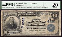 Norwood, Ohio, 1902DB $10, Charter #6322, The First National Bank, VF, PMG-20